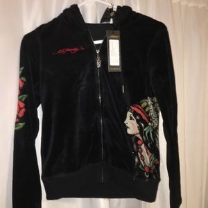 Black Ed Hardy Velour Sweatshirt